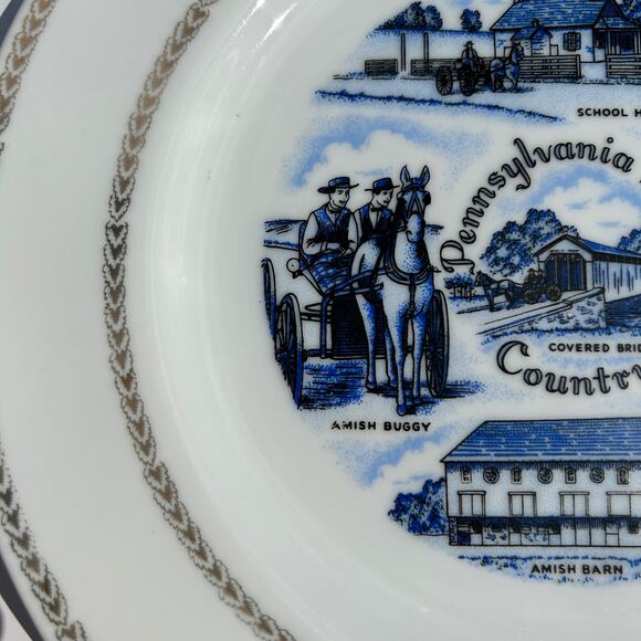 VTG Pennsylvania Dutch Country Collector Plate MCM Lancaster Allentown Reading - Picture 7 of 7
